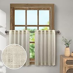 Flax Linen Kitchen Curtains for Windows Over Sink 2