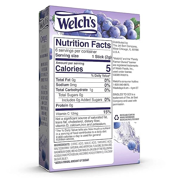 WELCH’S SINGLES TO GO WATER DRINK MIX – POWDER STICKS, 12 BOXES WITH 6 PACKETS EACH – 72 TOTAL SERVINGS, GRAPE, 0.45 OUNCE (PACK OF 12)