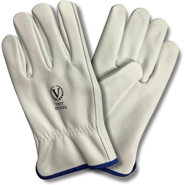 Guantes De Trabajo De Piel De Vacuno DONAU SAFETY – 1 Par, Talla M (8), Blancos, Resistentes Y Flexibles Para Precisión