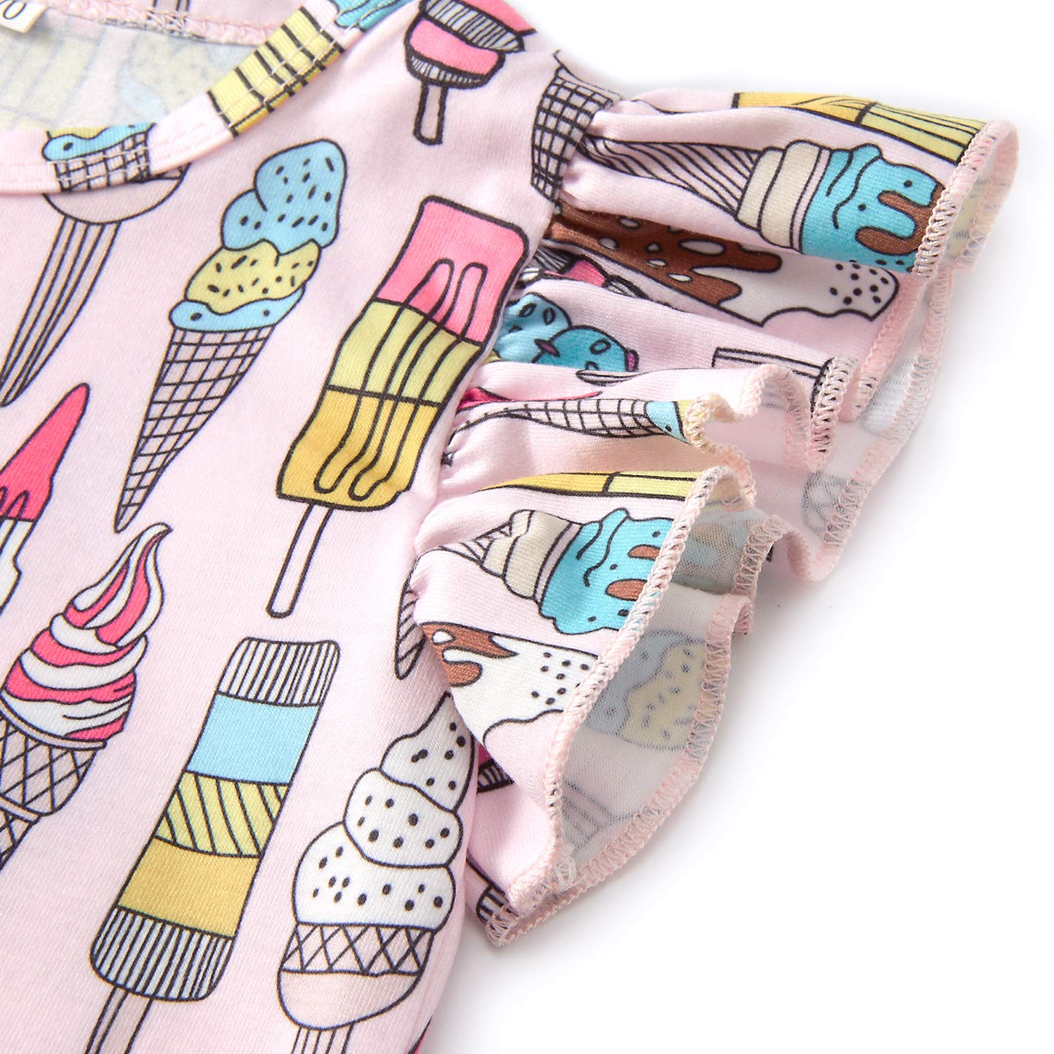 Leapparel 0-6 Months Newborn Girls Jumpsuit Unisex Baby Romper Colorful Ice Cream Printed Playsuit with Snap Button to Change Diaper Size 70