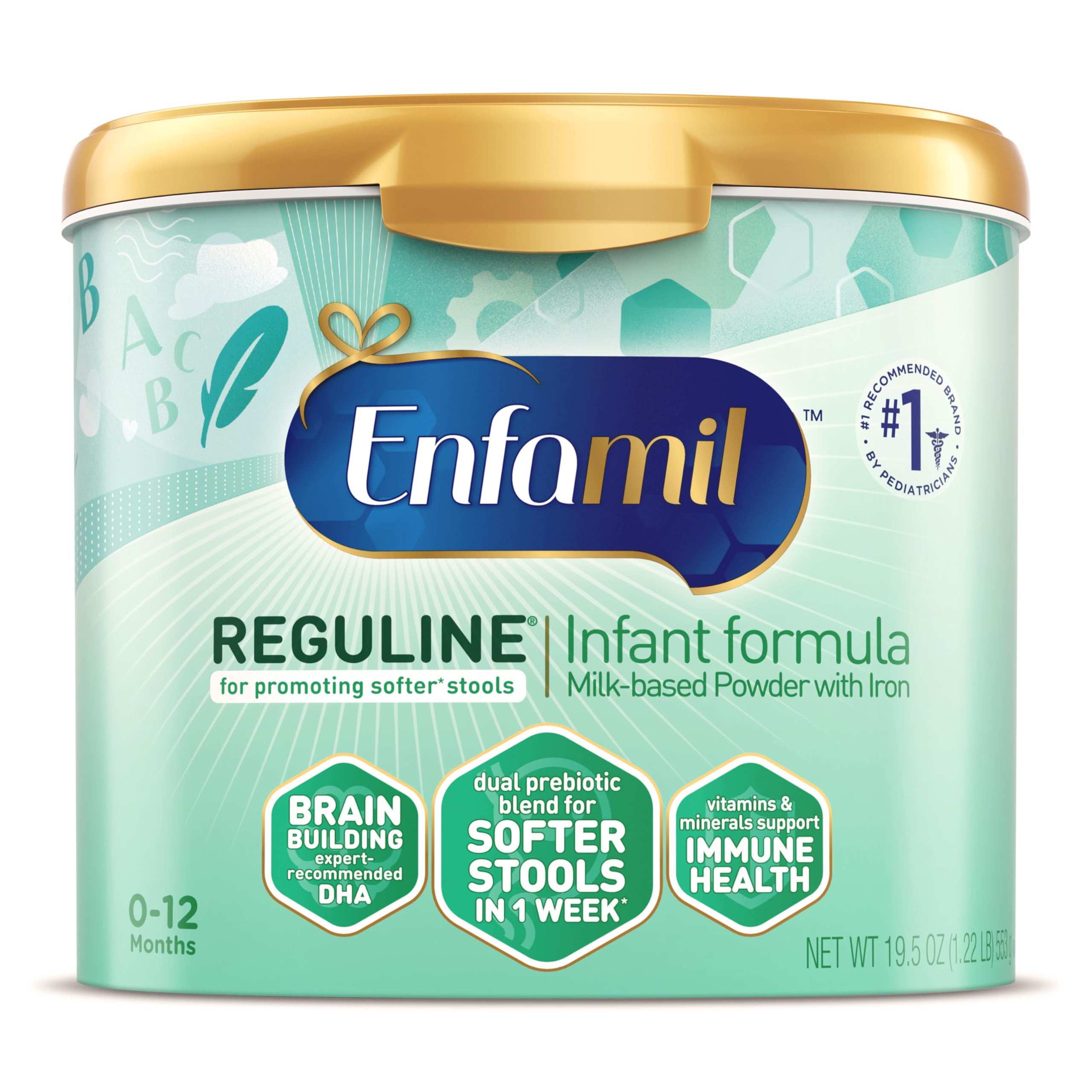 Photo 1 of exp date 04/2026+---Enfamil Reguline Baby Formula, Milk-Based Infant Nutrition, Dual Prebiotics for Soft, Comfortable Stools within 1 Week of Use, Omega-3 DHA for Immune Support, Reusable Powder Tub, 19.5 Oz?