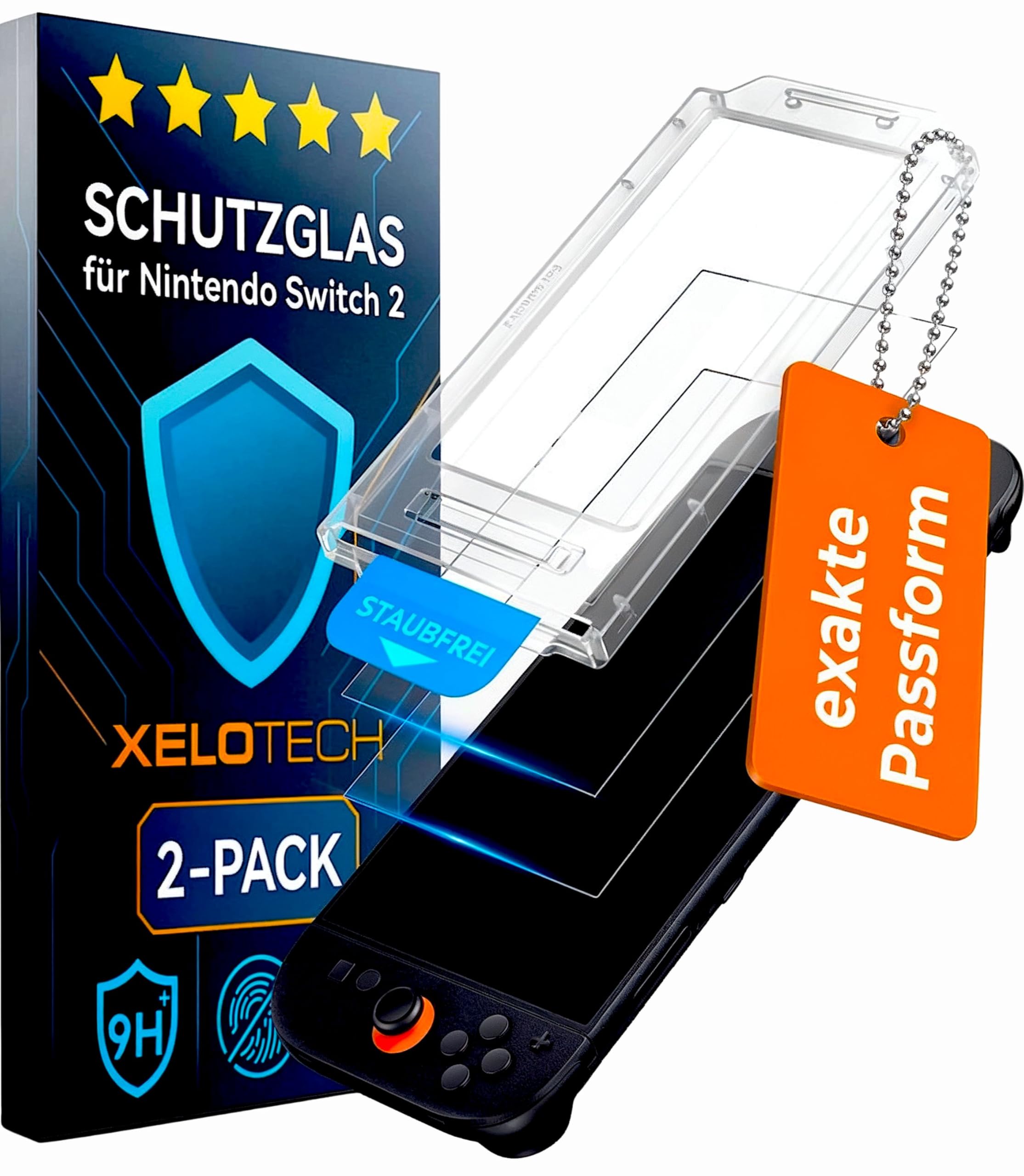 XeloTech Panzerglas für Nintendo Switch 2 (Modell 2025) – 9H Displayschutzfolie, Kratzfest & Full Coverage Schutzfolie, 2 Stück – Getestet von Gamers