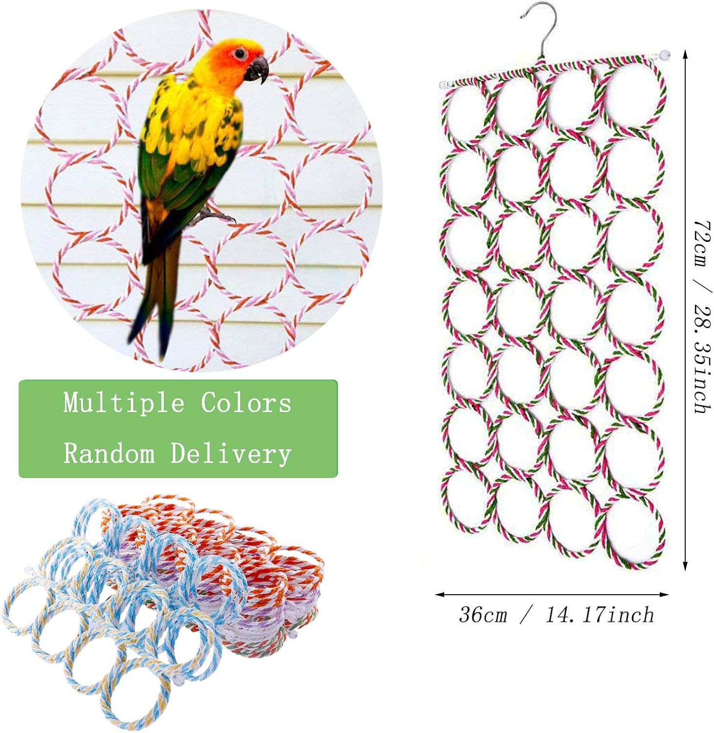 Bird Swings Stand, Toys for Birds Birdcage Perches Hanging Ladders Climbing Toys for Parrot Budgies Parakeet (Randomly Color) - Image 5
