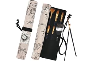 Funny live Paint Brush Holder Art Supplies, Artist Brush Holder & Art Supply Storage Organizer Roll-Up Case Bag, Protect Acrylic Oil Watercolor Paintbrushes (Peony-20 Slot Pockets)