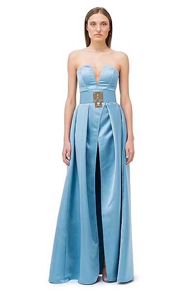 Elisabetta Franchi Abito Lungo Con Cintura Carta Da Zucchero