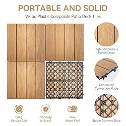 9 PCS WPC Teak Wood Decking Tiles