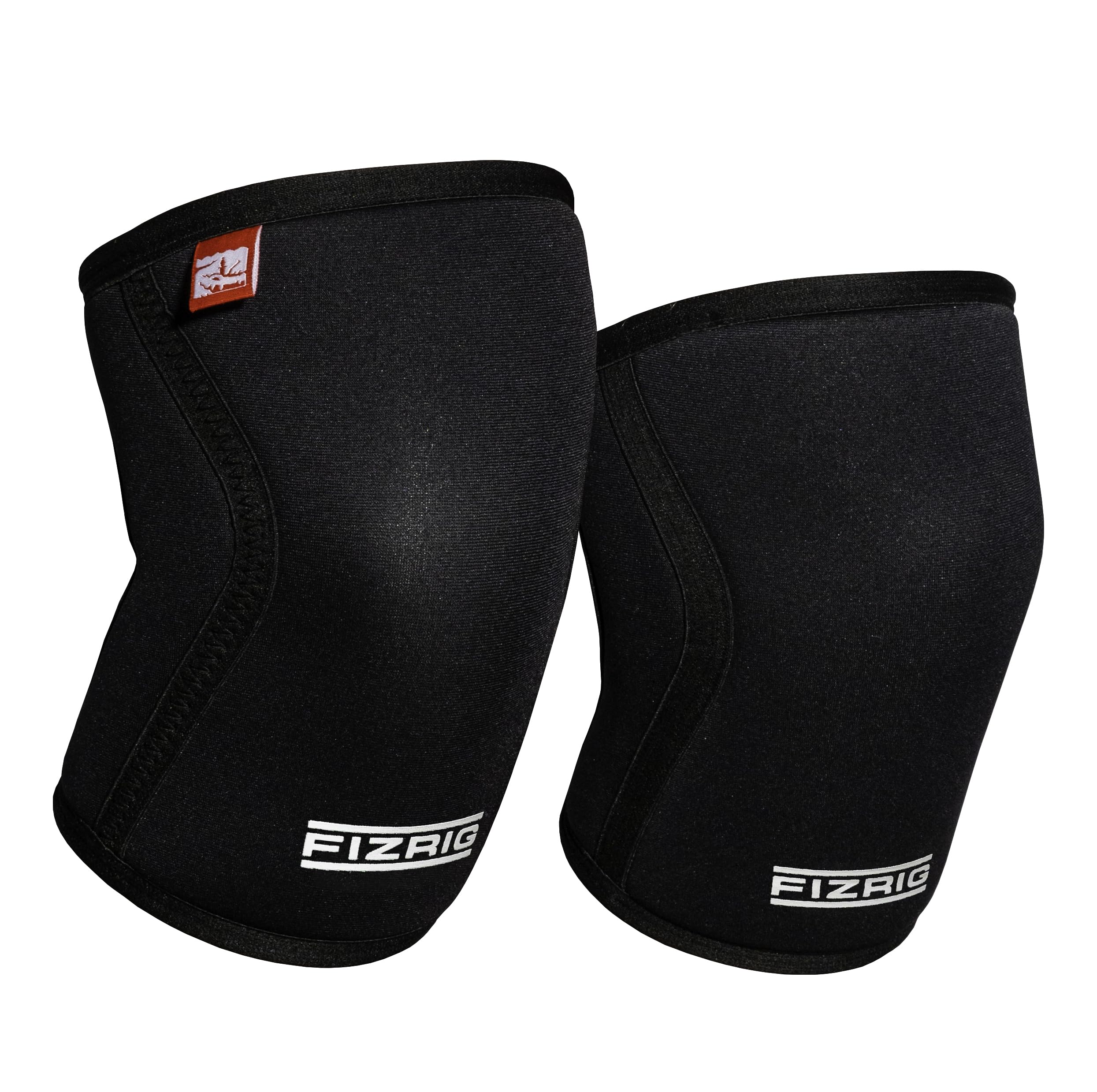 FIZRIG Knee Sleeves for Weightlifting | 7mm Neoprene Knee Compression Support for Crossfit, Gymnastics, Bouldering, Powerlifting | Men & Women (Large, Jet Black)