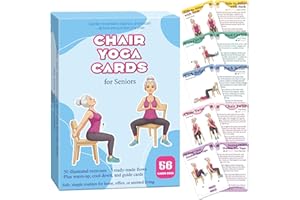 Gentle Chair Yoga Program for Seniors Includes 50 Large Print Exercise Cards That Gently Target Back Relaxation, Core Strengt