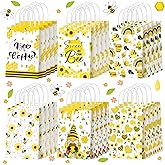 Yeaqee 24 Pcs Honey Bee Gift Bags with Handles Bee Paper Candy Goodie Bags for Party Favor for Party Decorations Birthday Baby Shower Supplies