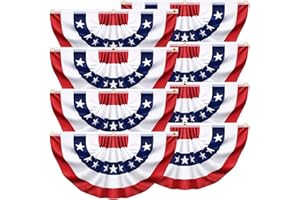 GOVETOM 8 Pack American USA Pleated Half Fan Bunting Flags 1.5 x 3 Feet Bunting Flags Outdoor Patriotic Half Fan Banner Flag for Memorial Day Fourth of July Independence Day 4th of July Decorations
