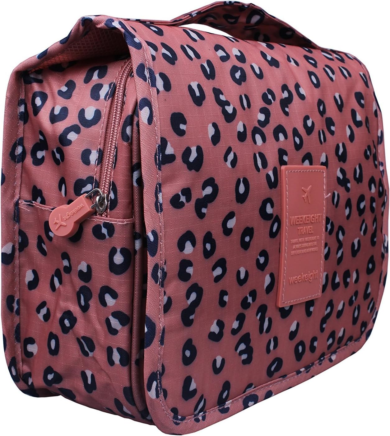 Hanging Toiletry Bag Cosmetics Organizer Storage Bag for Travel Overnight Camping - Leopard