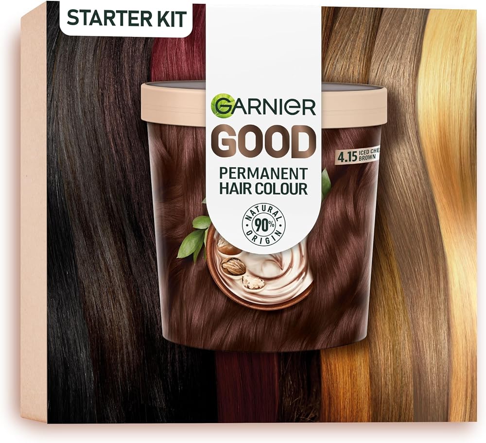 Garnier GOOD Permanent Hair Dye Premium Starter Kit 4.15 Iced Chestnut Brown