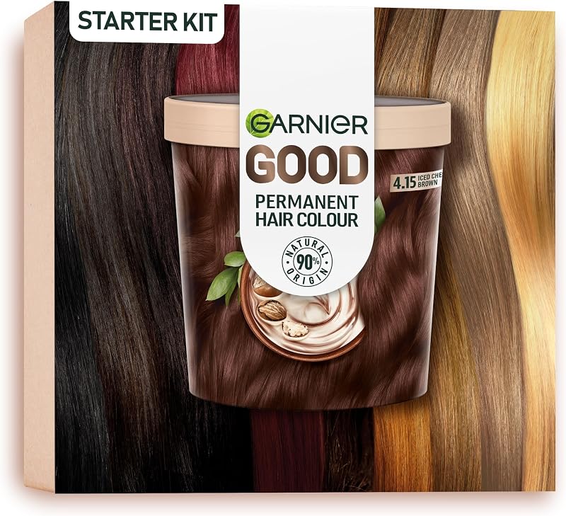 Garnier GOOD Permanent Hair Dye Premium Starter Kit 4.15 Iced Chestnut Brown