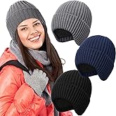 Cutecrop 12 Pcs Winter Beanie with Earflap Knit Hats Bulk Warm Stocking Caps with Ear Covers Outdoor Gifts for Men Women
