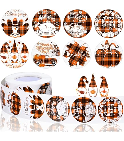 thumbnail image 2 of PartyMommy 30 Thanksgiving Envelope Seals - Pumpkin Stickers, 1.5 Inch Round 2 of 4