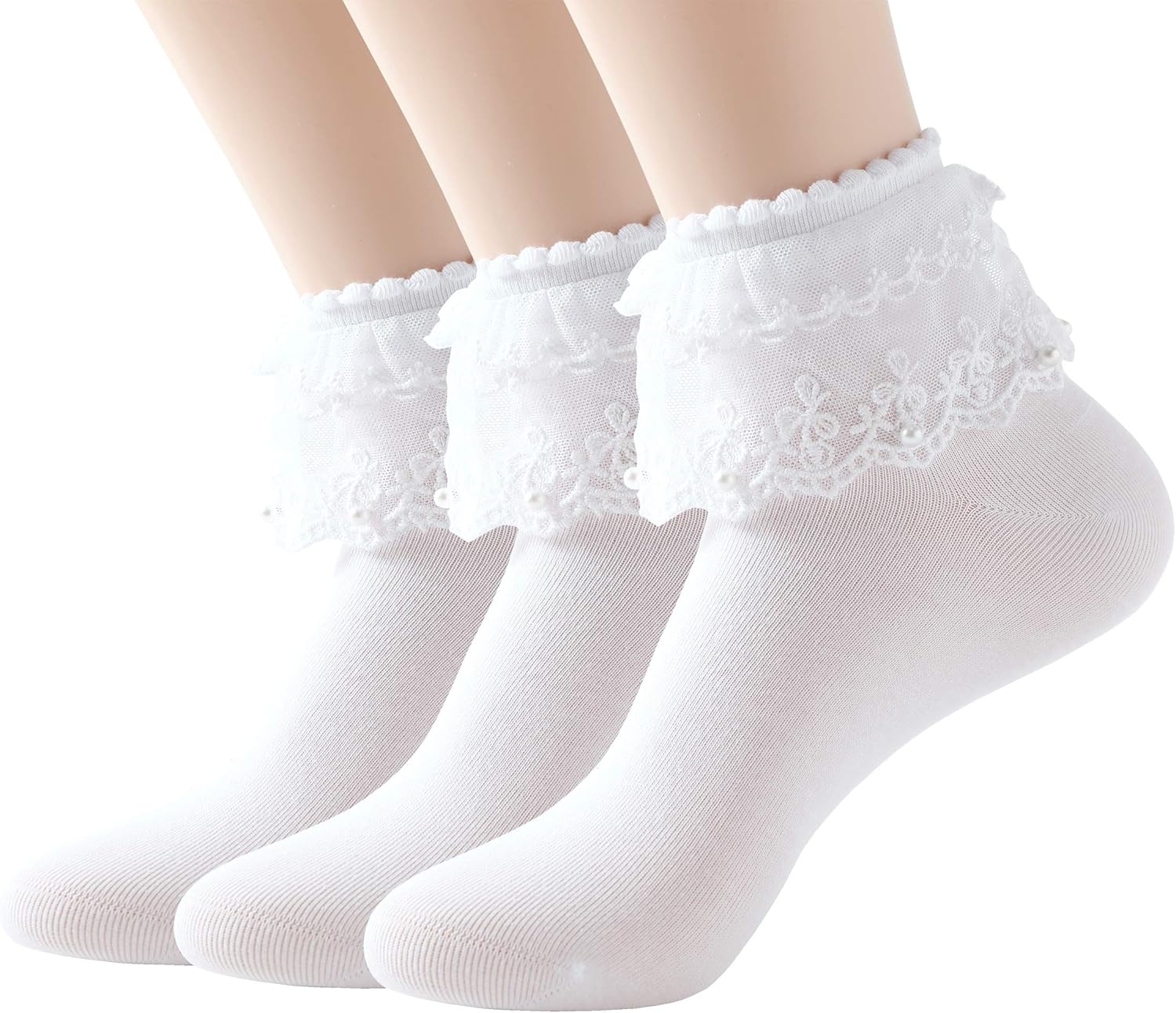 SRYL Women Lace Ruffle Frilly Ankle Socks Fashion Ladies Girl Princess