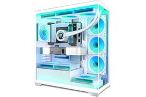 ANSAITE ATX PC Case 7 PWM ARGB Fans Pre-Installed, Mid Tower Computer Case with Full-View Dual Tempered Glass, Type-C Gaming 