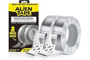 Alientape Nano Double Sided Tape, Multipurpose Removable Adhesive Transparent Grip Mounting Tape Washable Strong Sticky Heavy