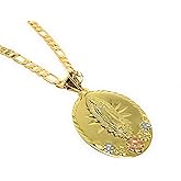 Tri-Color Virgin Mary Flower Pendant Necklace 26" Virgen de Guadalupe Medalla Tres Colores Con Flores