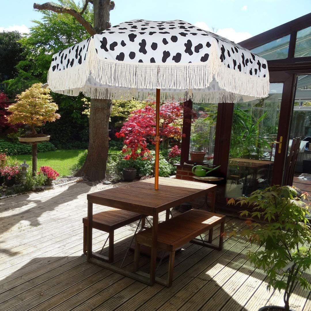 Ammsun 7ft Outdoor Patio Umbrella With Fringe Garden Parasol Aluminum Manual Push Button Tilt Garden Parasol Portable Uv 100 Protection With Carry Bag For Outdoor Patio Multicolor Amazon Ca Patio Lawn Garden