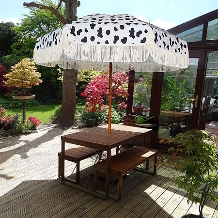 Ammsun 7ft Outdoor Patio Umbrella With Fringe Garden Parasol Aluminum Manual Push Button Tilt Garden Parasol Portable Uv 100 Protection With Carry Bag For Outdoor Patio Multicolor Amazon Ca Patio Lawn Garden