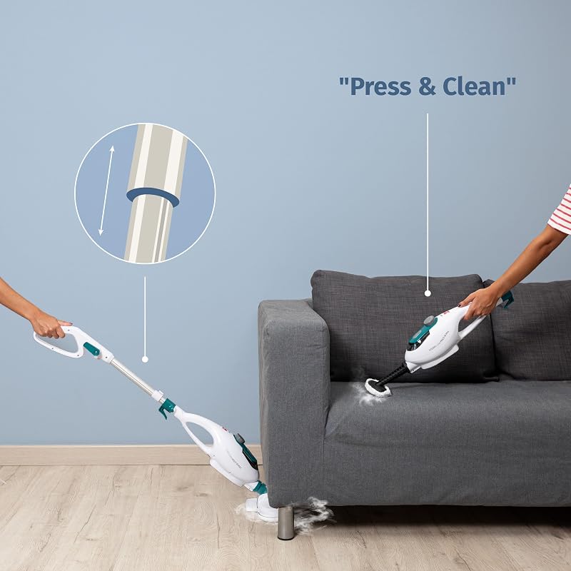 Steamclean Multi 10 Max Mopa/Limpiador a Vapor Multifunción 10 en 1, 1500W, Elimina 99,9% de Virus y Bacterias, Limpieza sin Químicos ni Abrasivo, Vaporeta Hogar, Limpiador Tapicerias