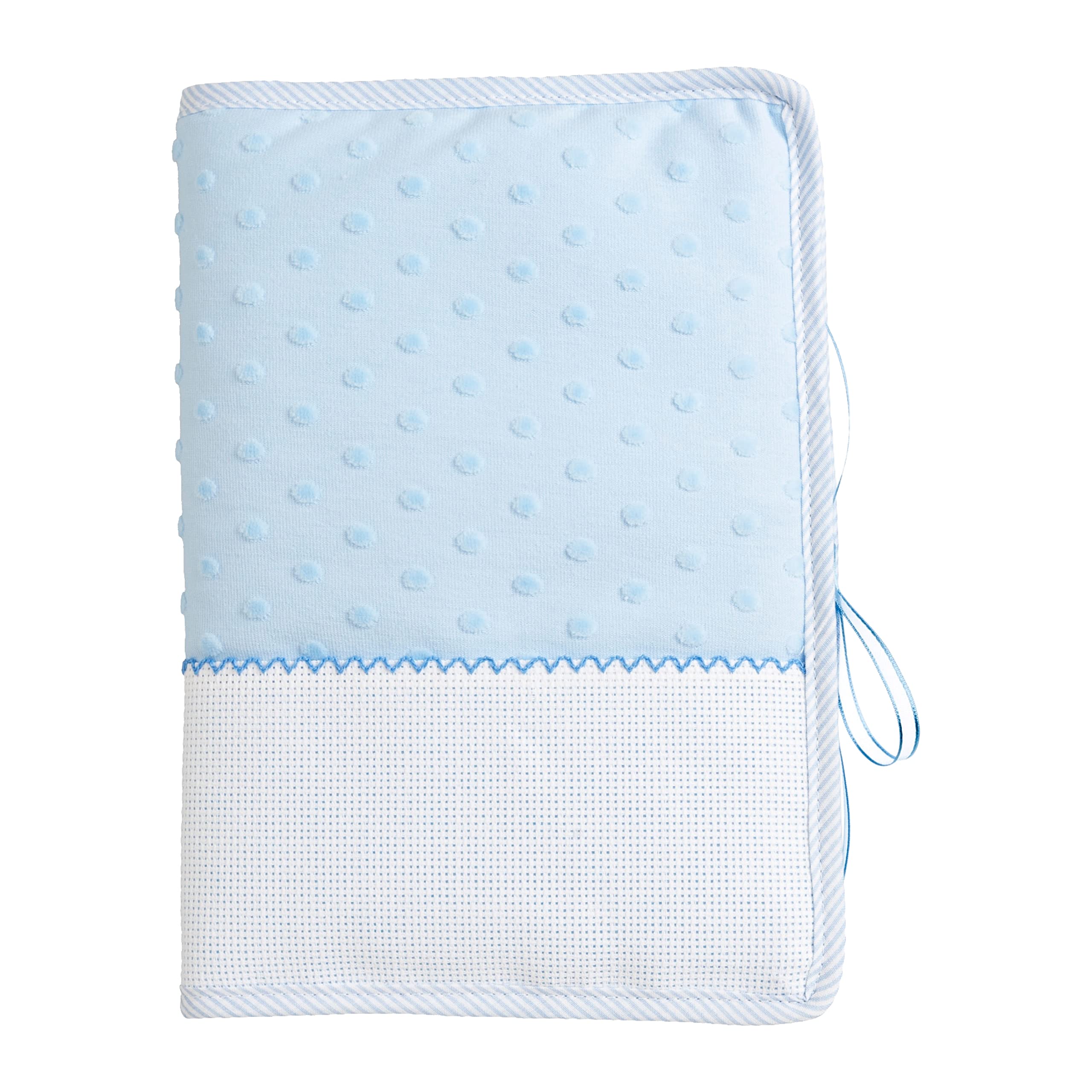 FILET - Sanitary Embroidery Booklet Cover, Newborn, Sanitary Document Cover, Compatible with Children's Health Haier Form CERFA No 12593 02, Made in Italy, Blue AMP3028B One Size
