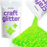 Hemway Fluorescent Neon Green Glitter 100g Chunky UV Resin Cosmetic