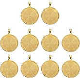 uxcell 10 Pcs Round Pattern Pendant Trays Kit, 25mm Alloy Blank Bezel Pendant Base Flat Connector Settings for Photo Charm Jewelry Making DIY Crafts, Gold