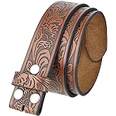 Western Floral Engraved Embossed Tooled Genuine Leather Belt Strap or Belt 1-1/2"(38mm) Wide, Multi-Style Options
