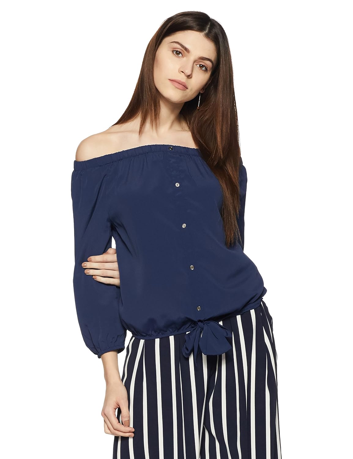 symbol amazon brand women's blouson blouse top