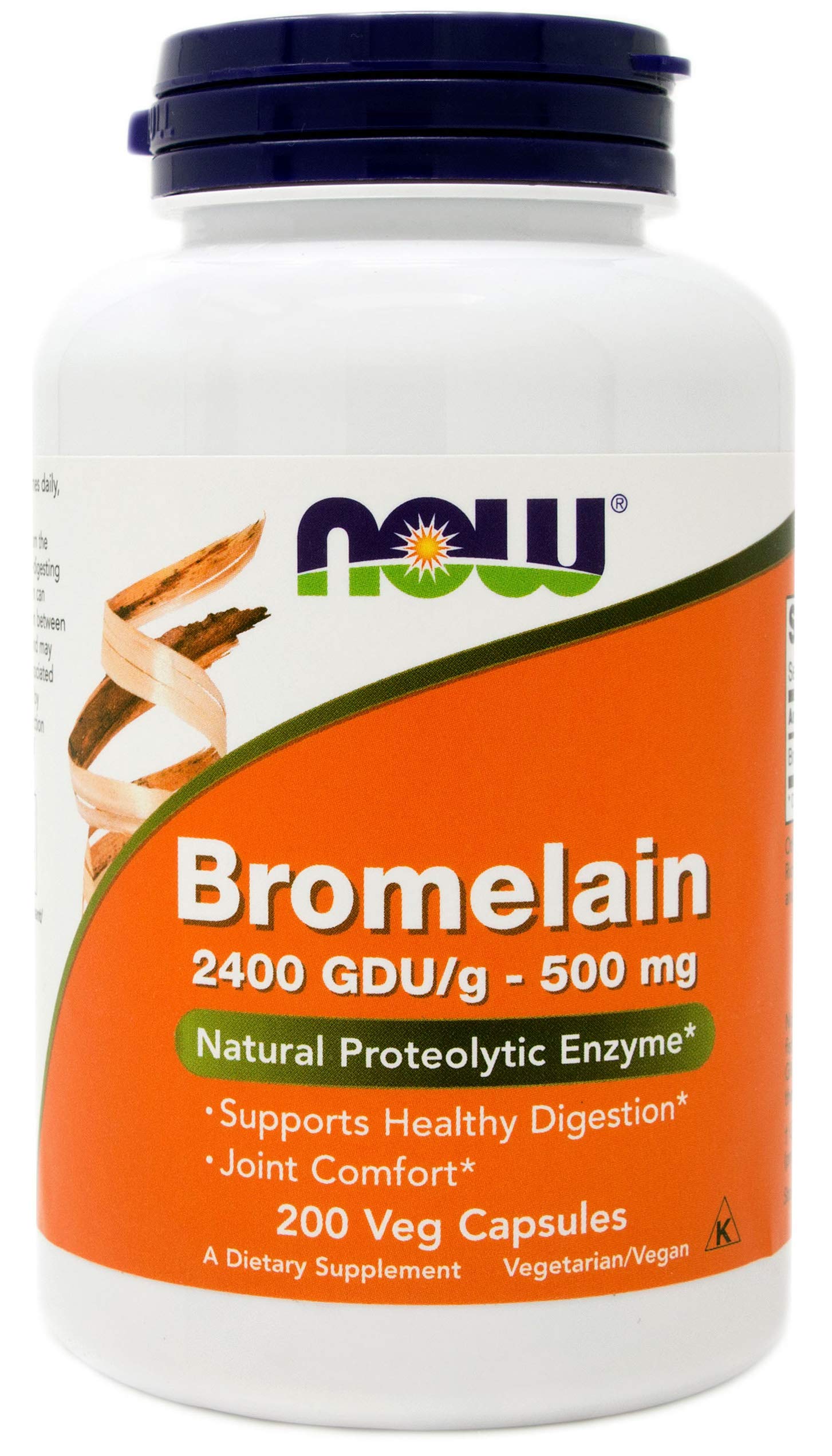 Now Bromelain 500 mg, 200 Veg Capsules Natural Pineapple, Proteolytic