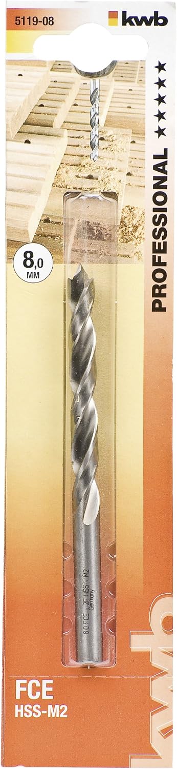 kwb Hardwood Drill diameter 8 Mm with Long Tool Life, Clean Drill Holes, Twin-Land Flute Design and High Precision - Image 3
