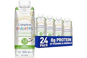 Compleat Pediatric Standard 1.0mL, Plant Based Nutritionally Complete Shake, Tube Feeding Formula, Vanilla Flavor, 24 Pack