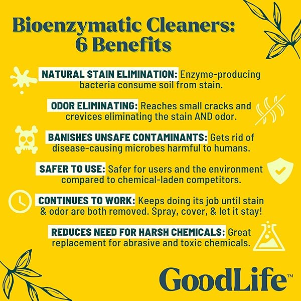 GOOD LIFE SOLUTIONS NATURAL ODOR AND STAIN REMOVER SPRAY – UNSCENTED PLANT-BASED CHILD & PET SAFE CLEANER EARTH-FRIENDLY ODOR ELIMINATOR ECO CLEANING PRODUCTS FOR HOME, CARPET (1 PACK, 1 GALLON)