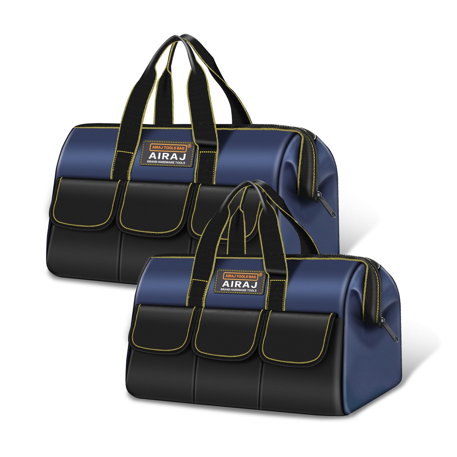 Tool Bag 2-Pack Set | AIRAJ 14" & 16" Small Tool Bag | Wide Mouth Tool Bags for Men and Women | Small Tool Tote | Tool Organizer for Home Repairs,Garage Storage,Professional Work | Portable Tool Box