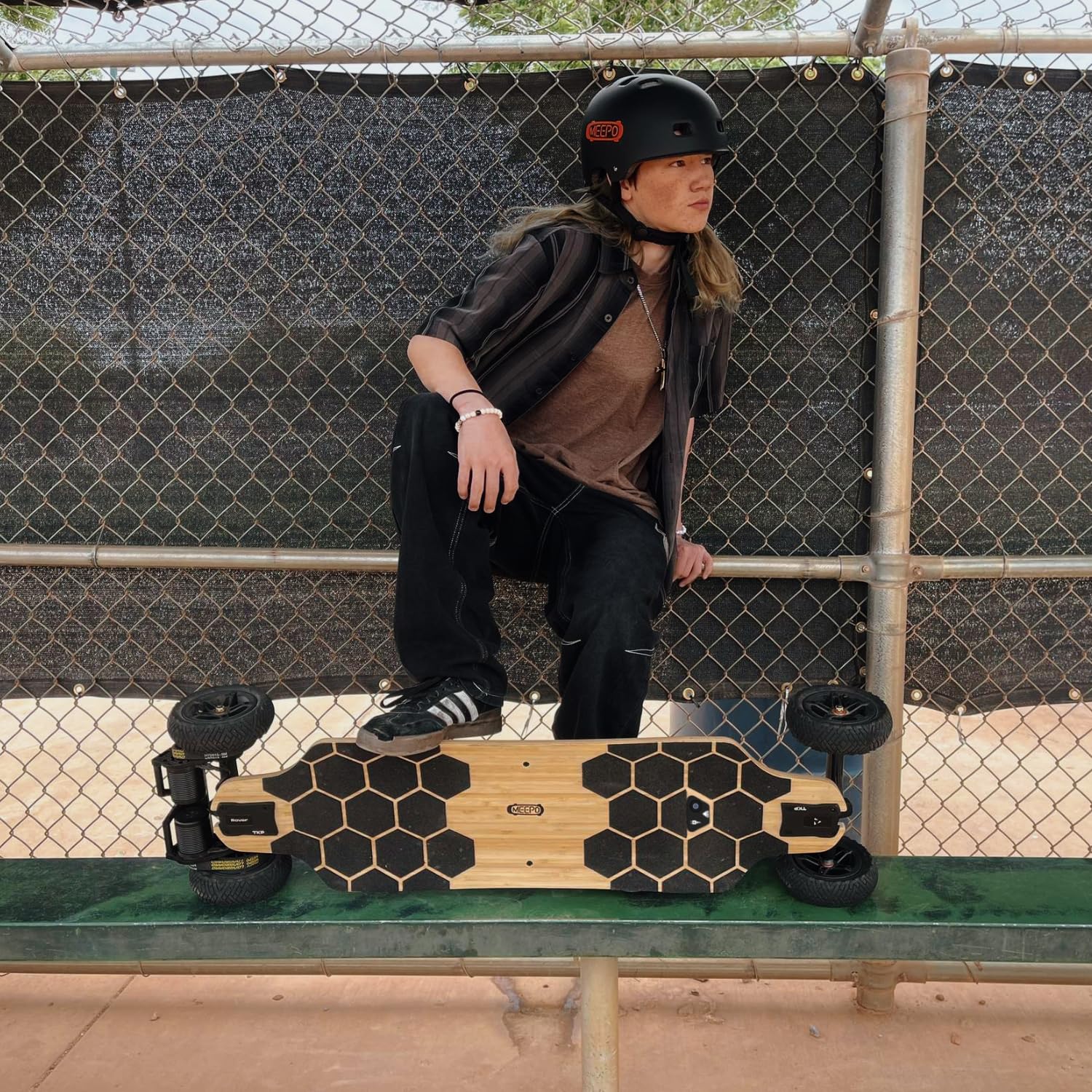 MEEPO Bamboo Series Off-Road All Terrain Electric Skateboard, Ultra-Long 20-31 Miles Range Mountain Board, Highest 28-32 MPH Top Speed,155-175mm Wheels, Professional for Adult Riders