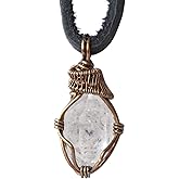 Designs by Nature Gems Men's Birthstone Gemstone Necklace - Antique Bronze, 24" Raw Flat Black Leather Cord