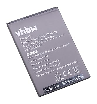 vhbw Li-Ion Akku 2500mAh (3.7V) für Handy Smartphone Telefon Timmy M12