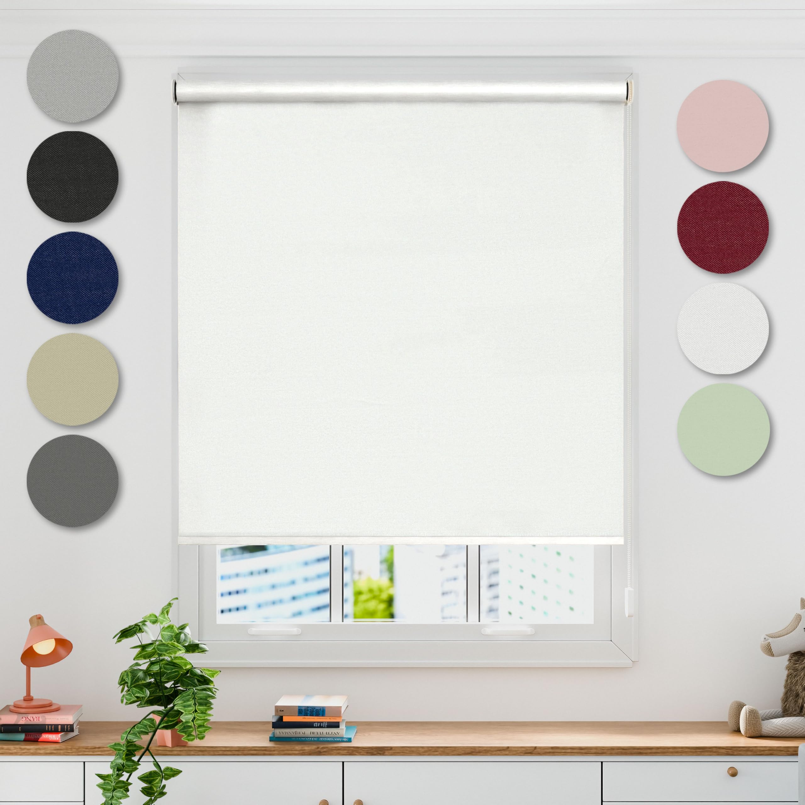 Emma Barclay Blackout Roller Blind in White - Width 60 x Drop 165cm