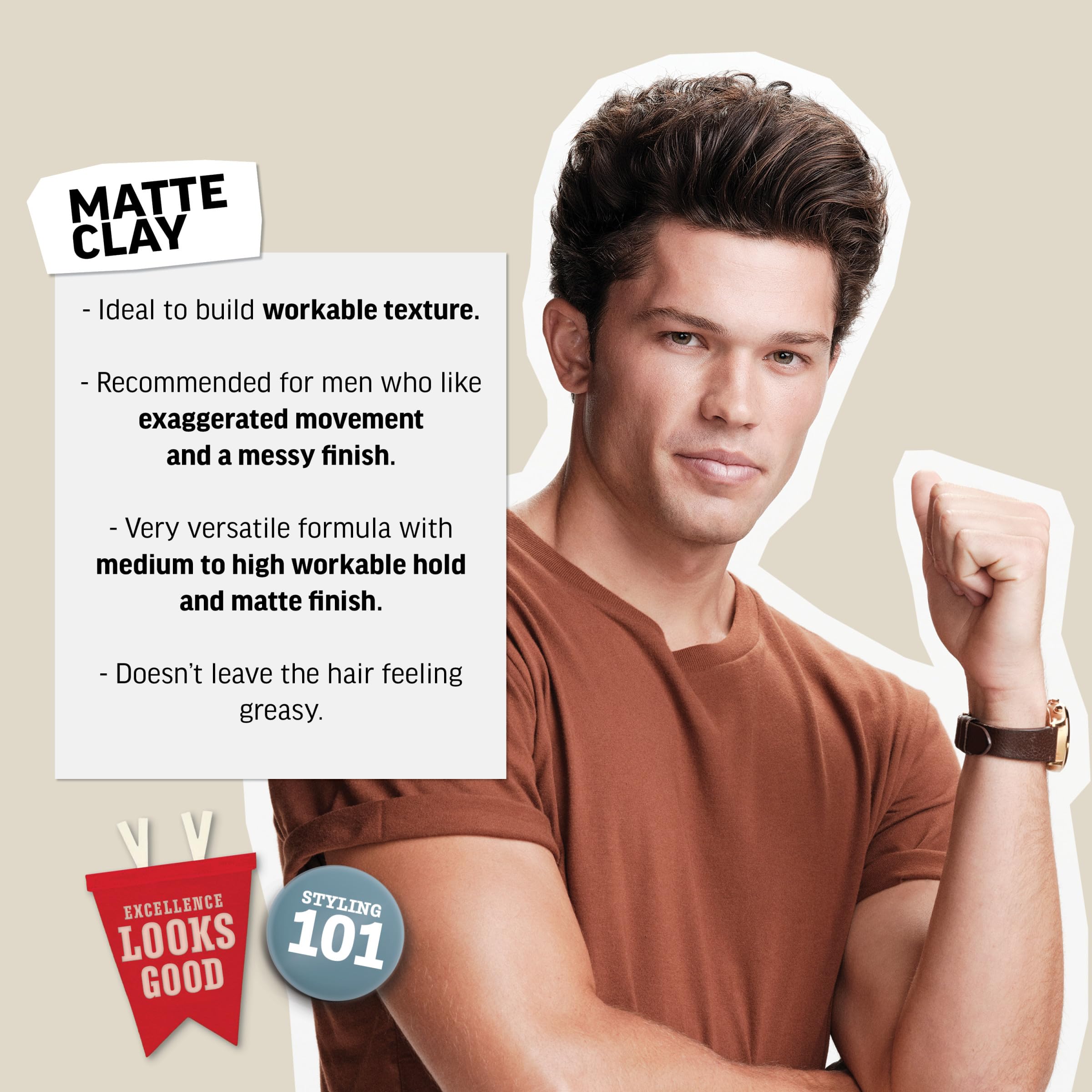 AMERICAN CREW Men's Hair Matte Clay, Like Hair Gel with Medium/High Hold, 3 oz