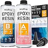 Nicpro 8 Ounce Crystal Clear Epoxy Resin Kit, Food Safe DIY Starter Epoxy Resin for Art Craft, Canvas Painting, Molds Pigment