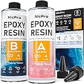 Nicpro 8 Ounce Crystal Clear Epoxy Resin, Food Safe Resin | DIY Starter Epoxy Resin for Art Craft, Canvas Painting, Molds Pigment Jewelry Making, Resin Coating and Casting