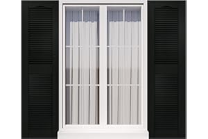 Ortus Collective Exterior Window Shutters - Weather-Resistant Polypropylene, Easy DIY Install - Louver Shutters for Windows Outside, Vinyl, Brick, 14.5"W*43" H, Black