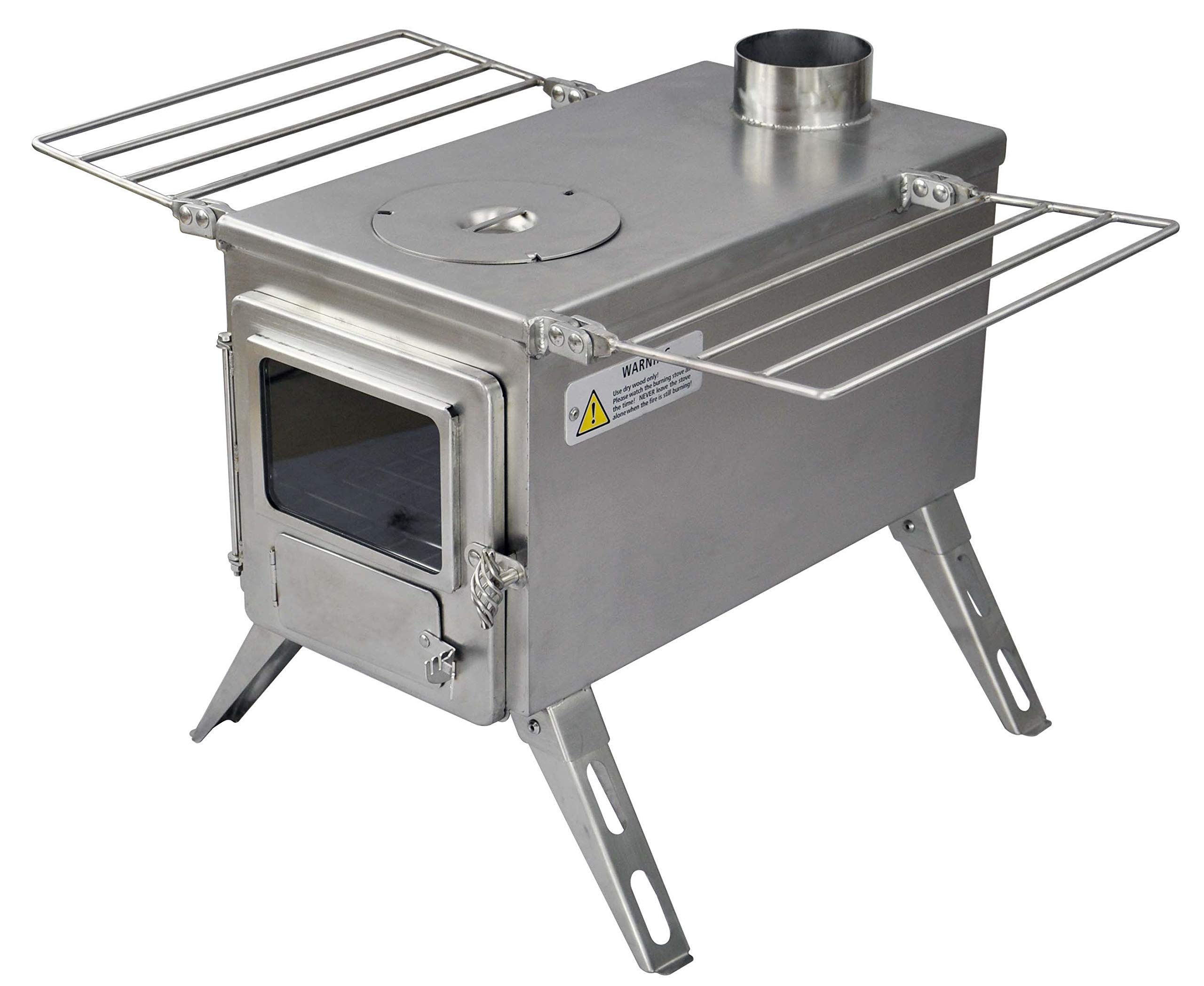 Winnerwell Nomad Large Tent Stove | Portable Wood Burning Stove for Tents, Shelters, and Camping | 1500 Cubic Inch Firebox | Precision Stainless Steel Construction | Includes Chimney Pipe