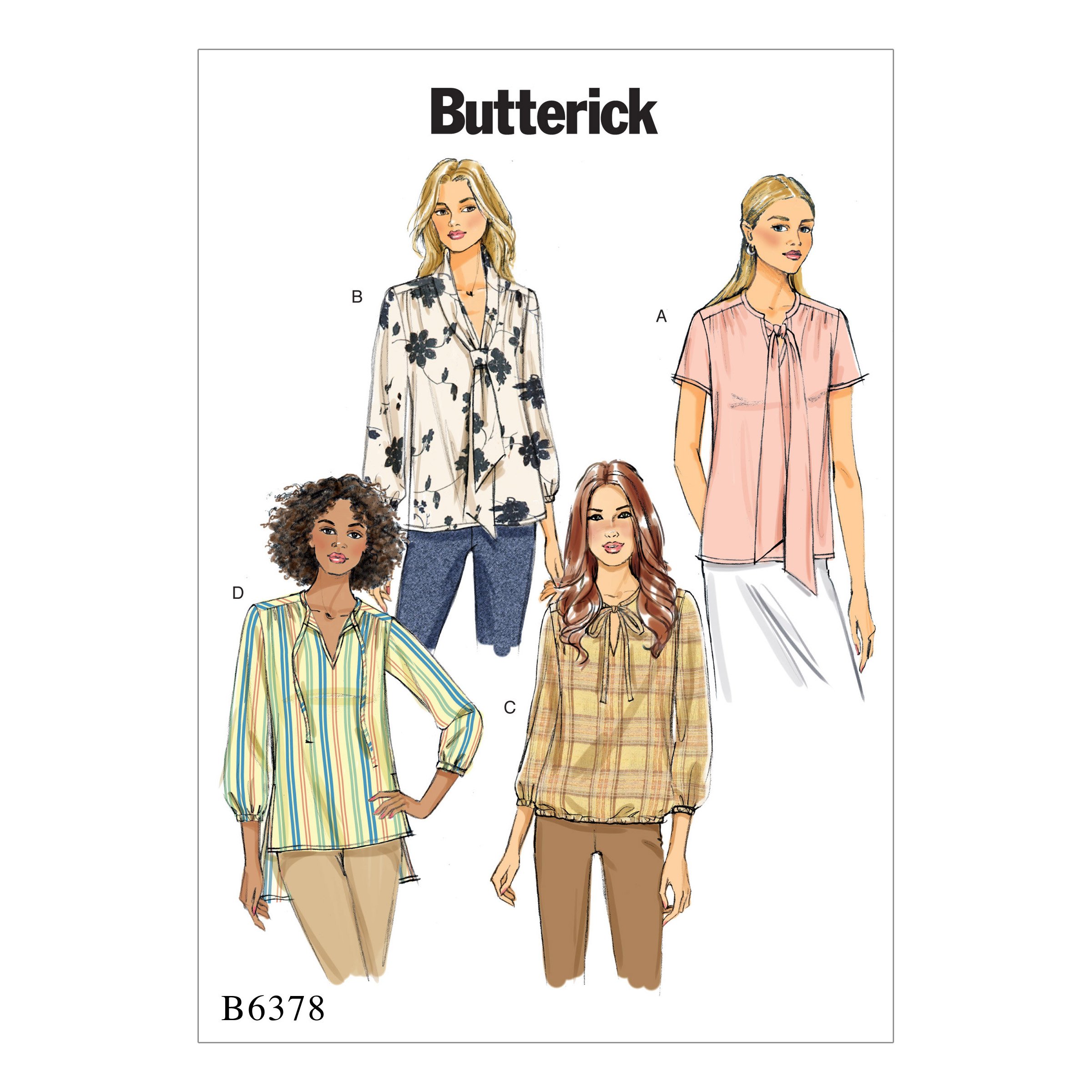 Butterick Patterns 6378 A5 Misses Top and Tunic, Multicoloured, Sizes 6-14