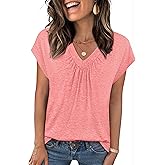 Zeagoo Womens Tops Short Sleeve V Neck Shirts Summer Dressy Casual Business Clothes Work Blouses Fashion Clothing Outfits