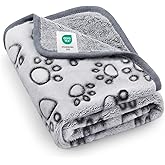 Luciphia Premium Soft Dog Blanket for Small Medium Large Dogs Washable 300GSM Fluffy Warm Fleece Puppy Cat Paw Print Pet Flannel Grey Paw XL(57"x40")