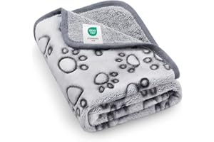 Luciphia Premium Soft Dog Blanket for Small Medium Large Dogs Washable 300GSM Fluffy Warm Fleece Puppy Cat Paw Print Pet Flannel Grey Paw M(30"x20")