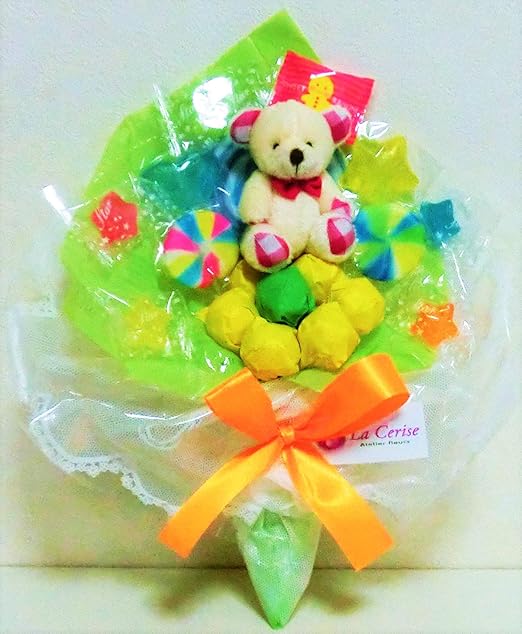 Amazon Co Jp キャンディーブーケ 手持ちsサイズ シロクマさん ピンク 発表会 花束 グリーン 食品 飲料 お酒